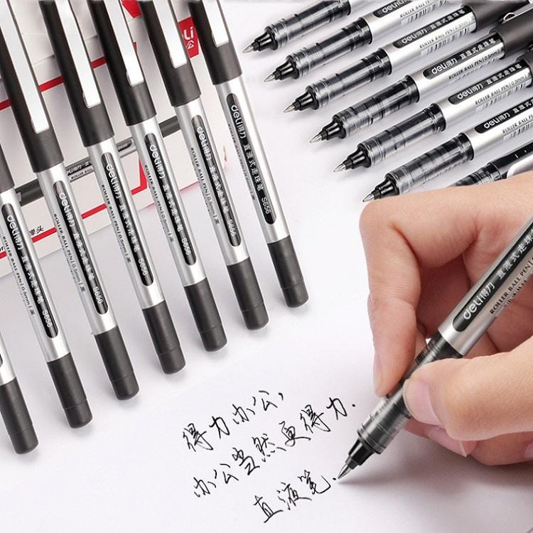 12 PCS Deli S656 Straight Liquid Gel Pen 0.5 mm Conference Office Signature Pen Student Pen (S656 Red)