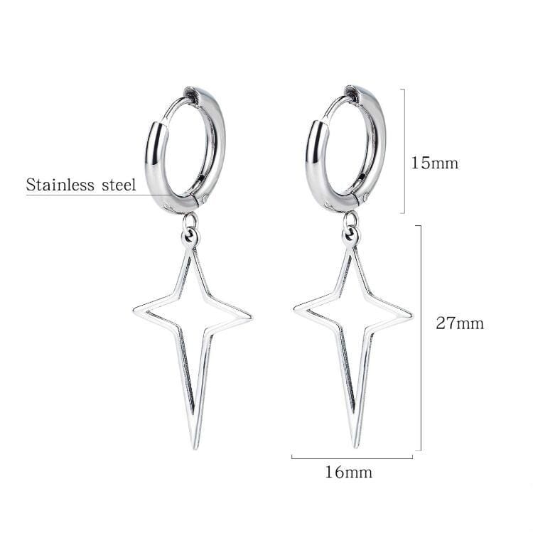 1 Pair OPK 598 Men Earrings Creative Cross Star Earrings Personality Geometric Earrings