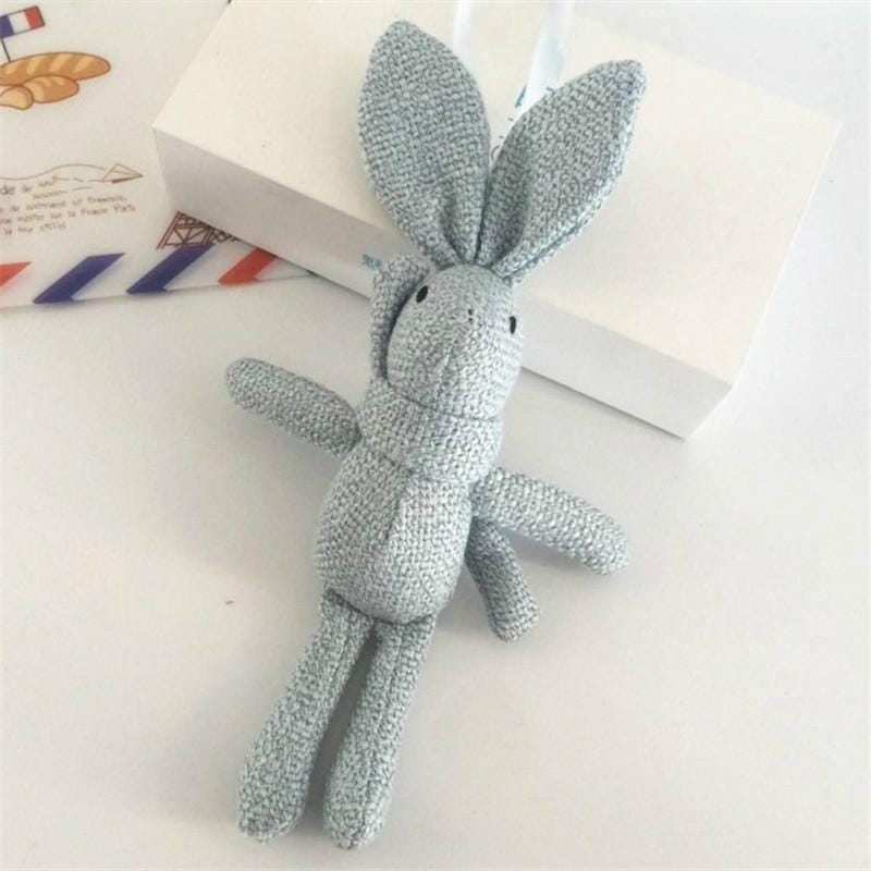 Plush Toy Wishing Rabbit Doll, Linen Scarf Long Foot Bag Bouquet Rabbit Doll, Height:16-18cm (Light Blue)