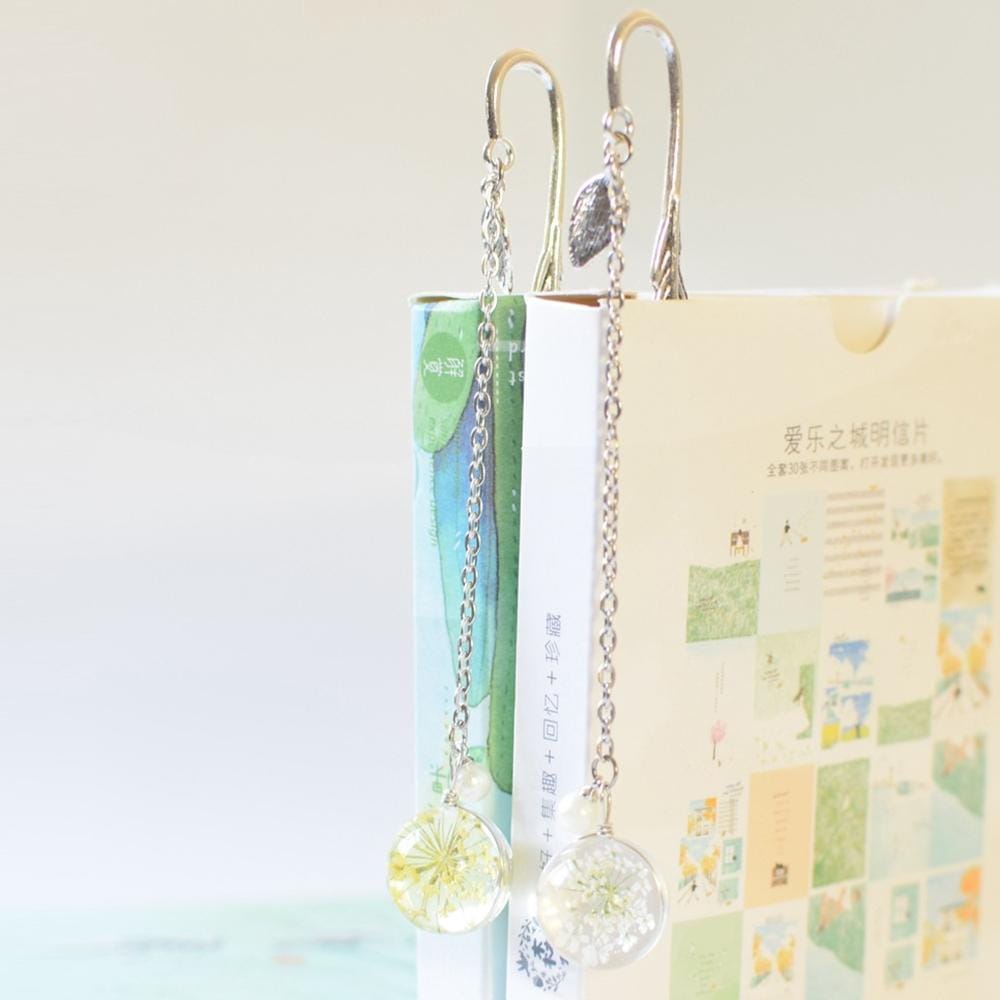 Dried Flower Bookmark Vintage Minimal Feather Reading Mark Arts Crafts Accessories (Pink Peachblossom)