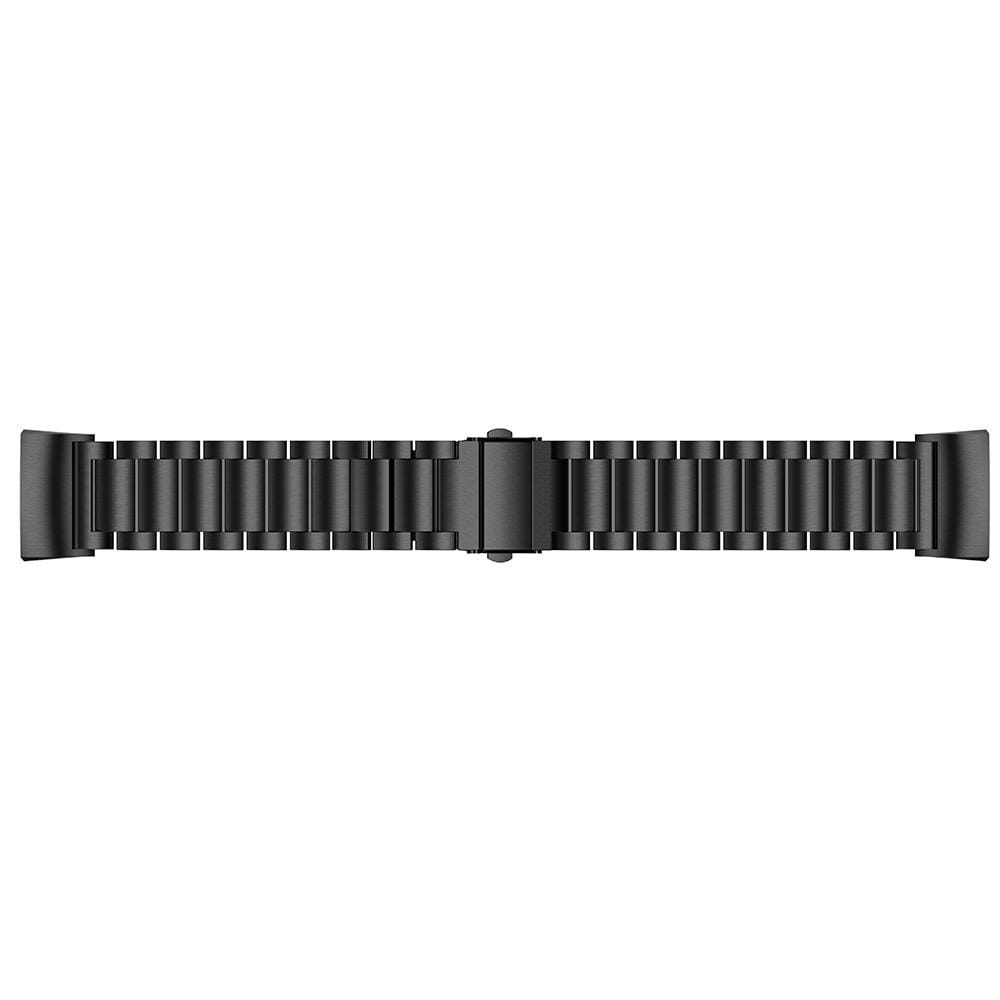 Three Beads Slingshot Buckle Solid Stainless Steel Wrist Strap Watch Band for Fitbit Charge 3 (Silver)