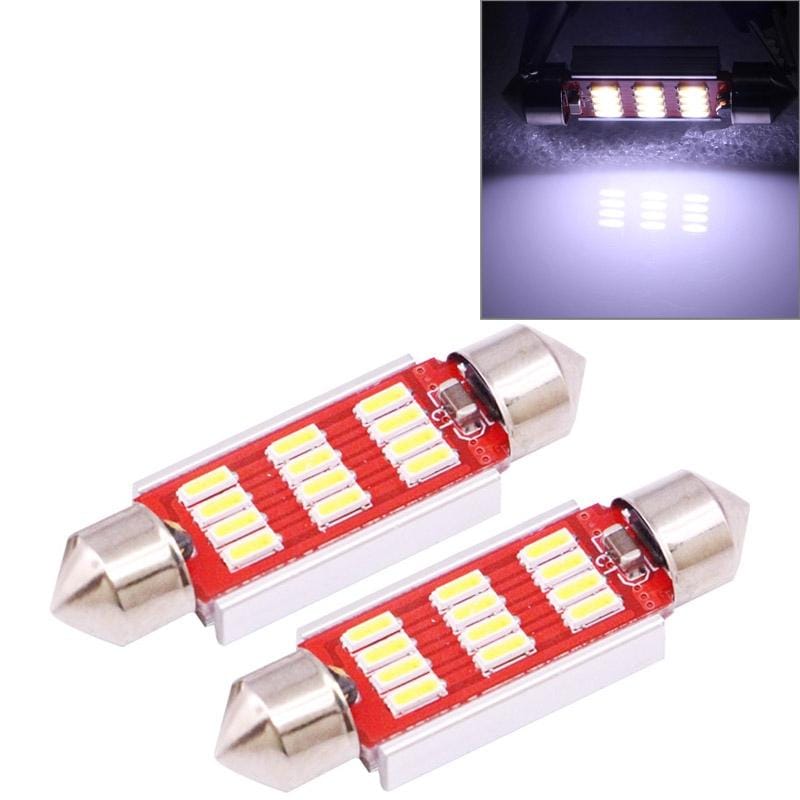 2 PCS 41mm 3.5W 180LM White Light 12 LED SMD 4014 CANBUS License Plate Reading Lights Car Light Bulb