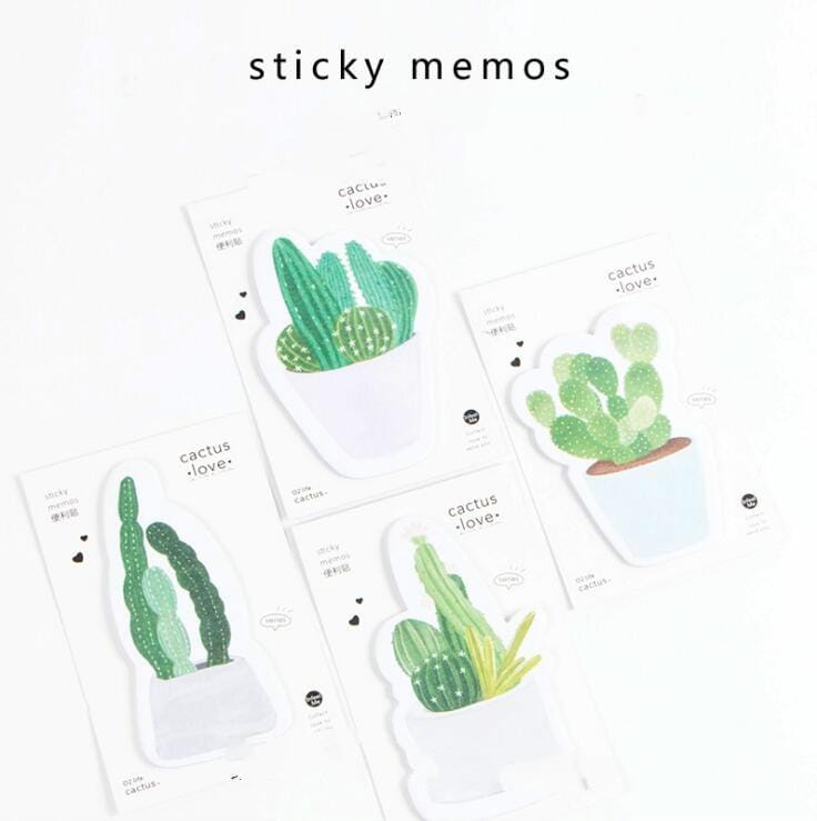 4 PCS Fresh Cactus Memo Pad Sticky Notes Memo Notebook Stationery (Wanzhongshan)