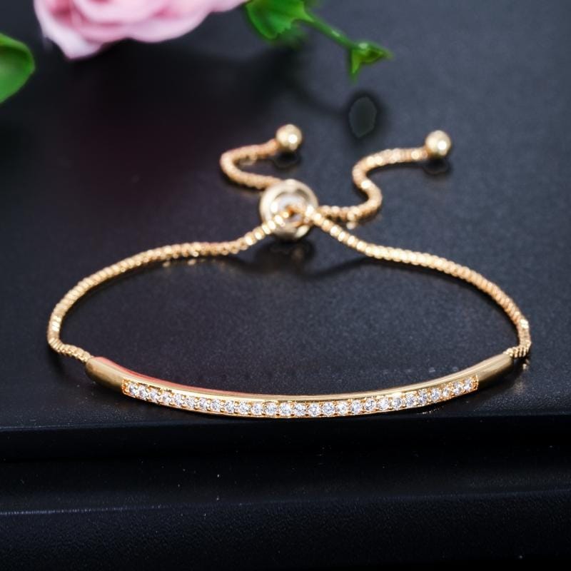 Adjustable Exquisite Hand Jewelry Micro-inlaid Zircon Shiny Single Row Curved Aracelet (platinum)