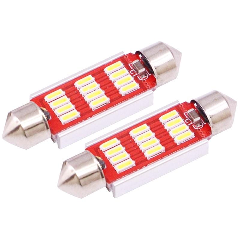 2 PCS 41mm 3.5W 180LM White Light 12 LED SMD 4014 CANBUS License Plate Reading Lights Car Light Bulb