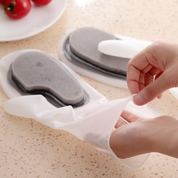 5 PCS Dishwashing Gloves Non-Oily Kitchen Waterproof Housework Wipes, Style:Sponge Gloves