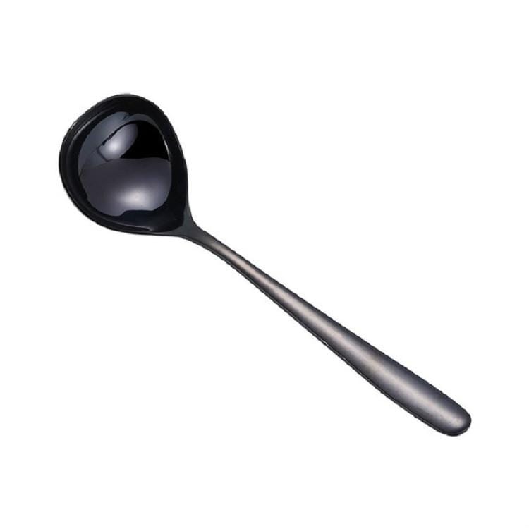 3 PCS Stainless Steel Sauce Spoon Creative Big Head Long Handle Spoon, Color:Black