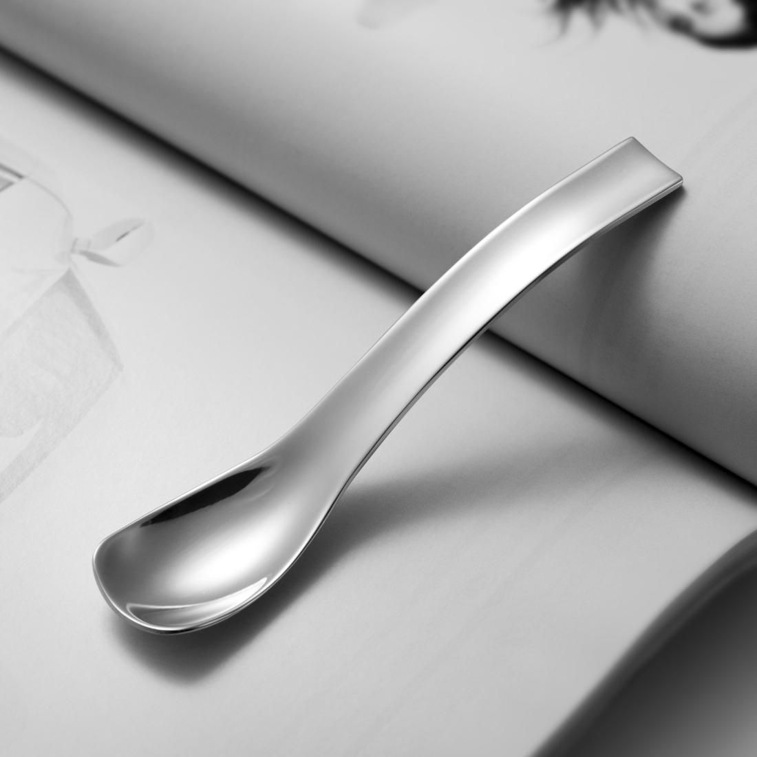 2 PCS Stainless Steel Polished Handle Ice Cream Small Spoon Tea Spoon
