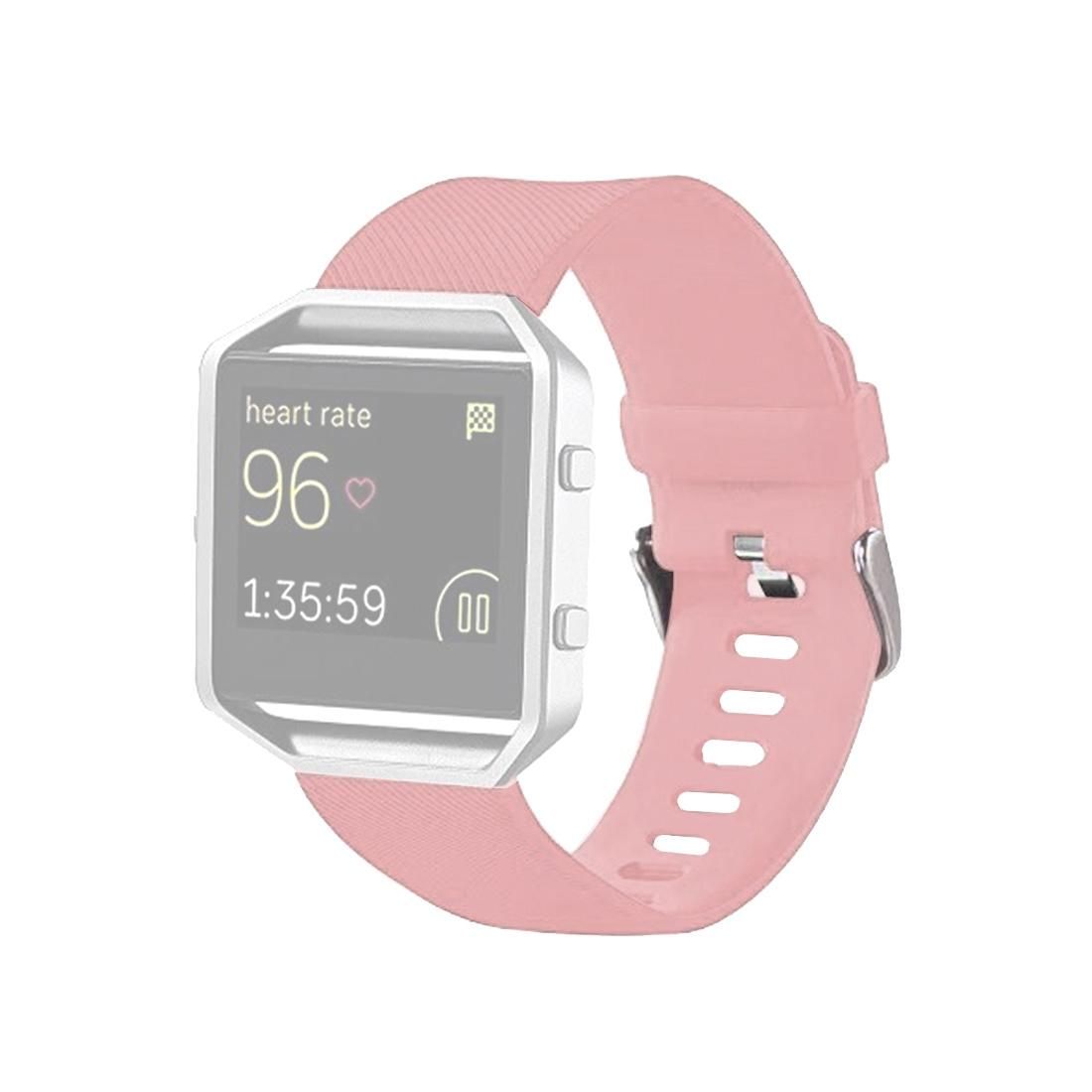 For Fitbit Blaze Watch Oblique Texture Silicone Watchband, Small Size, Length: 14-17cm (Pink)