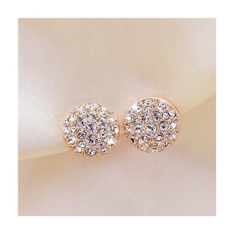 Refined Atmosphere Noble Elegance Full Diamond Round Earrings (Gold)