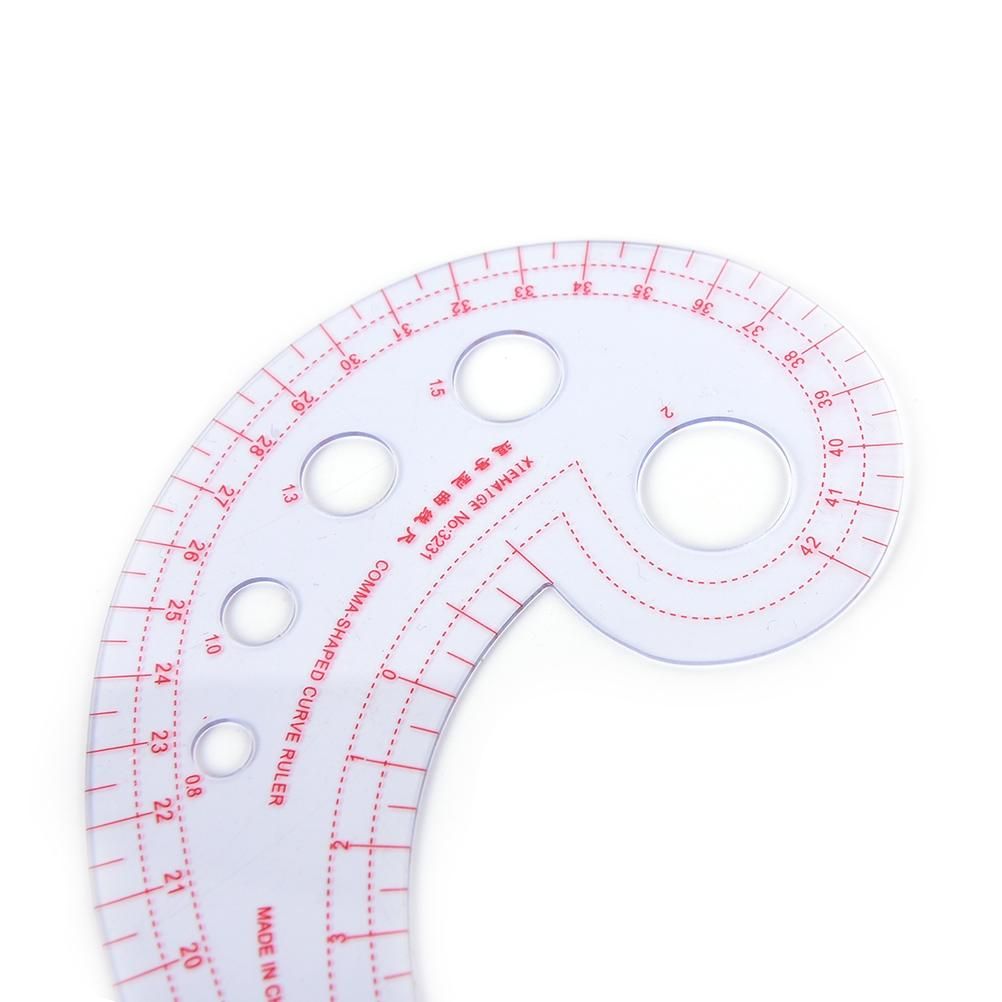 2 PCS Long Comma Shaped Plastic Transparent Curve Ruler (Transparent)