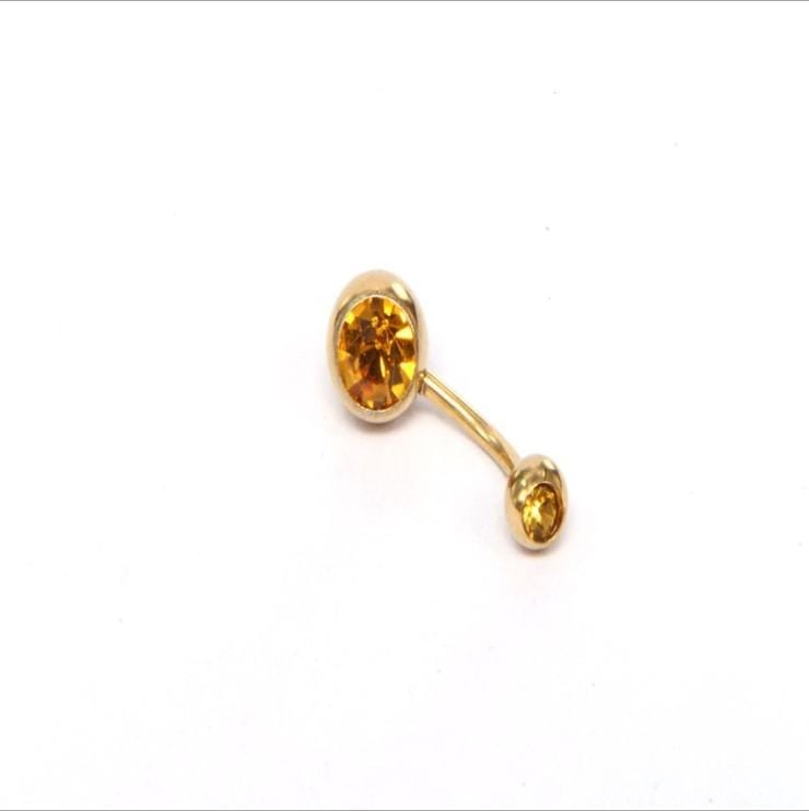 5 PCS Human Perforated Jewelry Electroplated Gold Double-drilled Umbilical Ring Czech Drill Umbilical Nails Thick Rod Earrings Punk Style (Yellow)