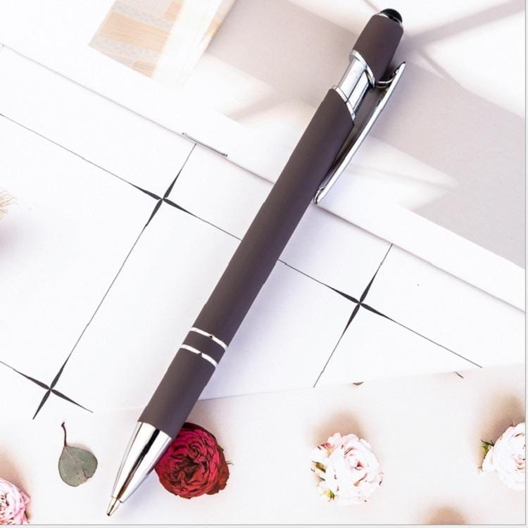 Creative Push Metal Multi-function Touch Handwriting Touch Screen Ballpoint Pen, Written:Bullet type 1.0 (Brown)