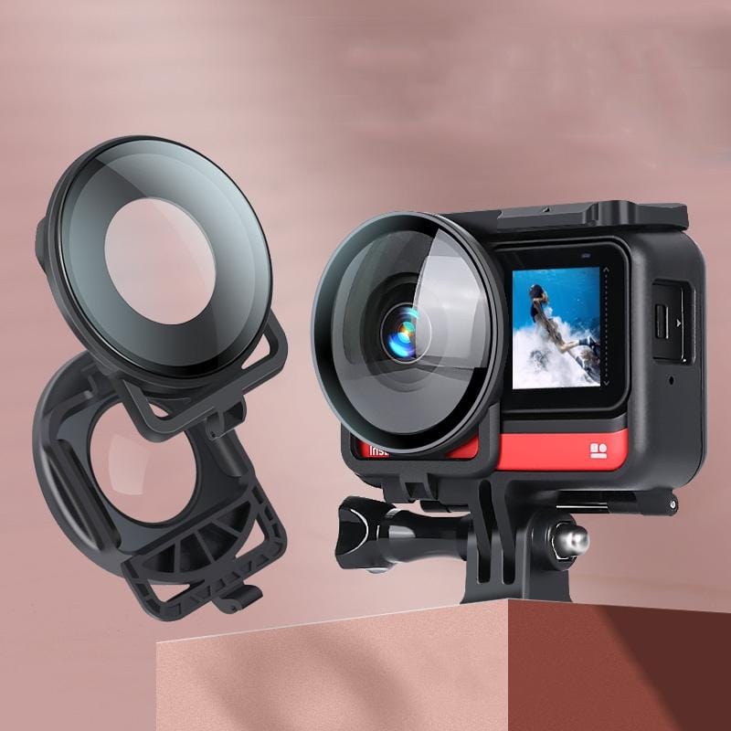 Lens Guard Protective Glass Cover for Insta360one R Panoramic Camera with Frame (Black)