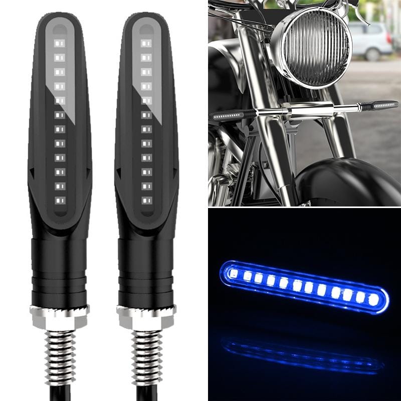 2 PCS D12V / 1W Motorcycle LED Waterproof Side Lights Turn Signal Light (Blue Light)