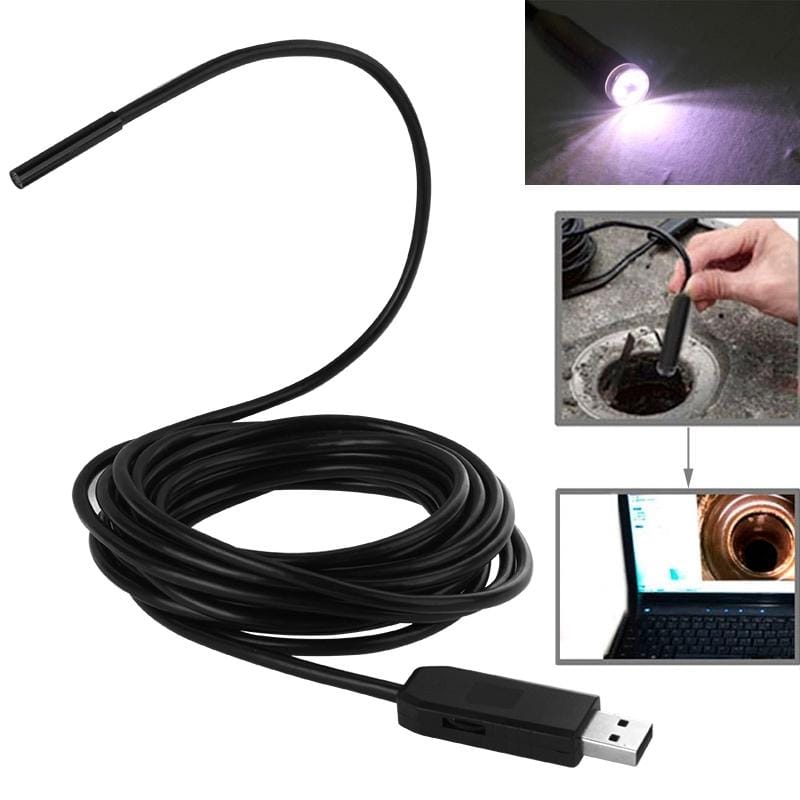 Waterproof USB Endoscope Inspection Camera with 6 LED for Parts of OTG Function Android Mobile Phone, Length: 5m, Lens Diameter: 5.5mm (Black)