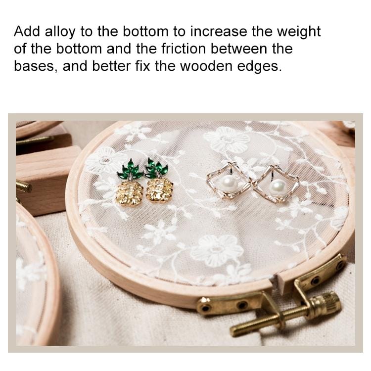 Oval Embroidery Shed Lace Pad Jewelry Rack Earrings Storage Display Stand, Lace Pearl Version, Size: L (Wood)