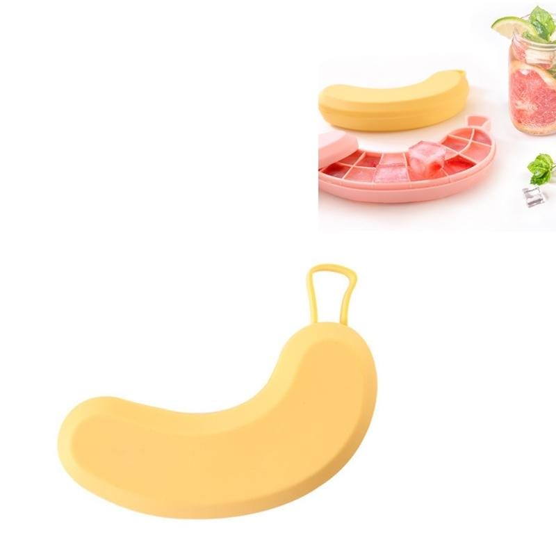 DIY Ice Cube Mold Creative Fruit Shape Ice Box with Lid, Style:Banana (Yellow)