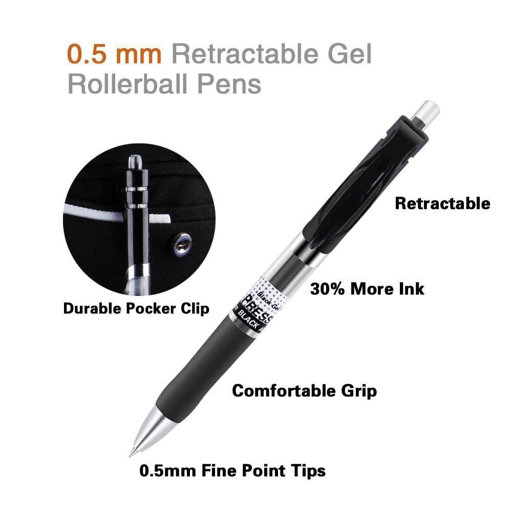 2 PCS Black Gel Pen Double Bead Leak Proof Ink Signature Refill Set