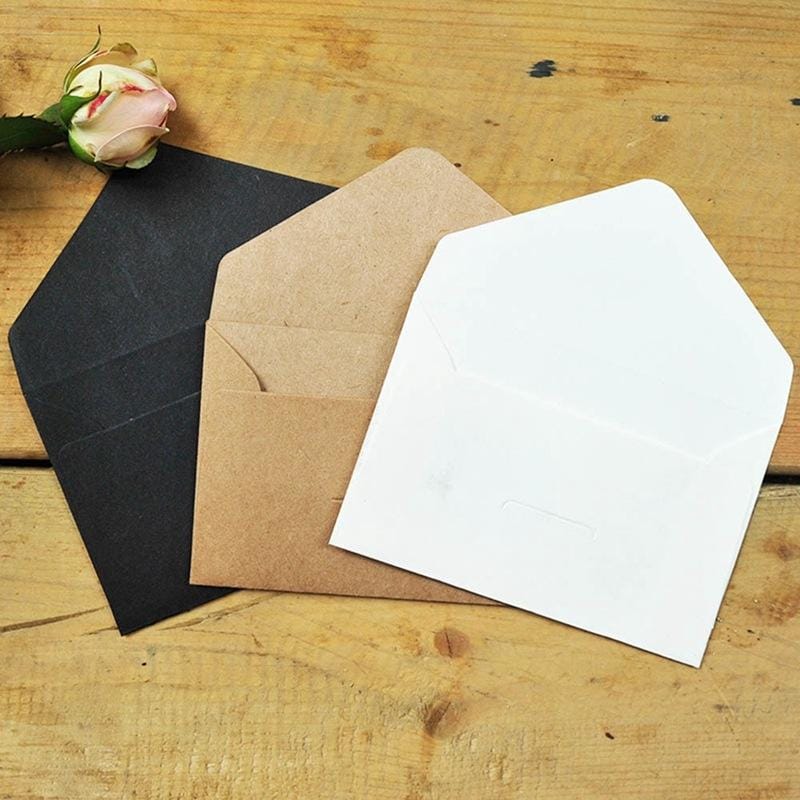 10 PCS Creative Vintage Kraft Business Card Storage Envelope (White)