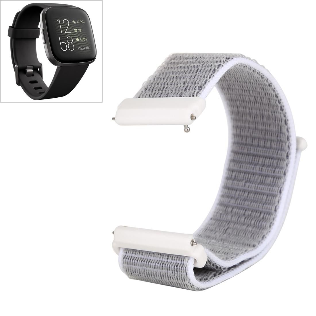 For Fitbit Versa / Versa 2 Nylon Watchband with Hook and Loop Fastener (Grey)