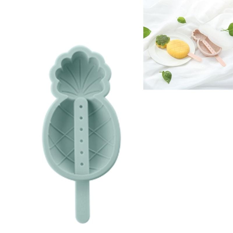 DIY Silicone Popsicle Ice Cream Mold Creative Cute Summer Popsicle Stick Ice Lattice, Style:Pineapple (Olive Green)