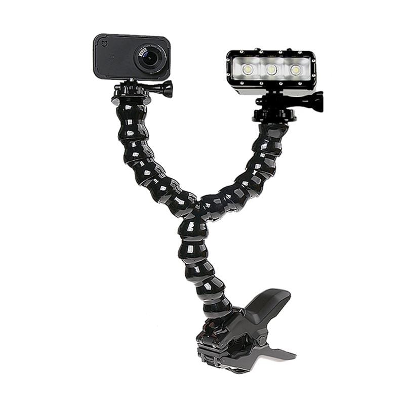 Clip Clamp Mount 360 Swivel Dual-head Flexible Tripod for GoPro HERO9 Black / HERO8 Black /7 /6 /5 /5 Session /4 Session /4 /3+ /3 /2 /1, SJCAM, Xiaoyi Sport Cameras