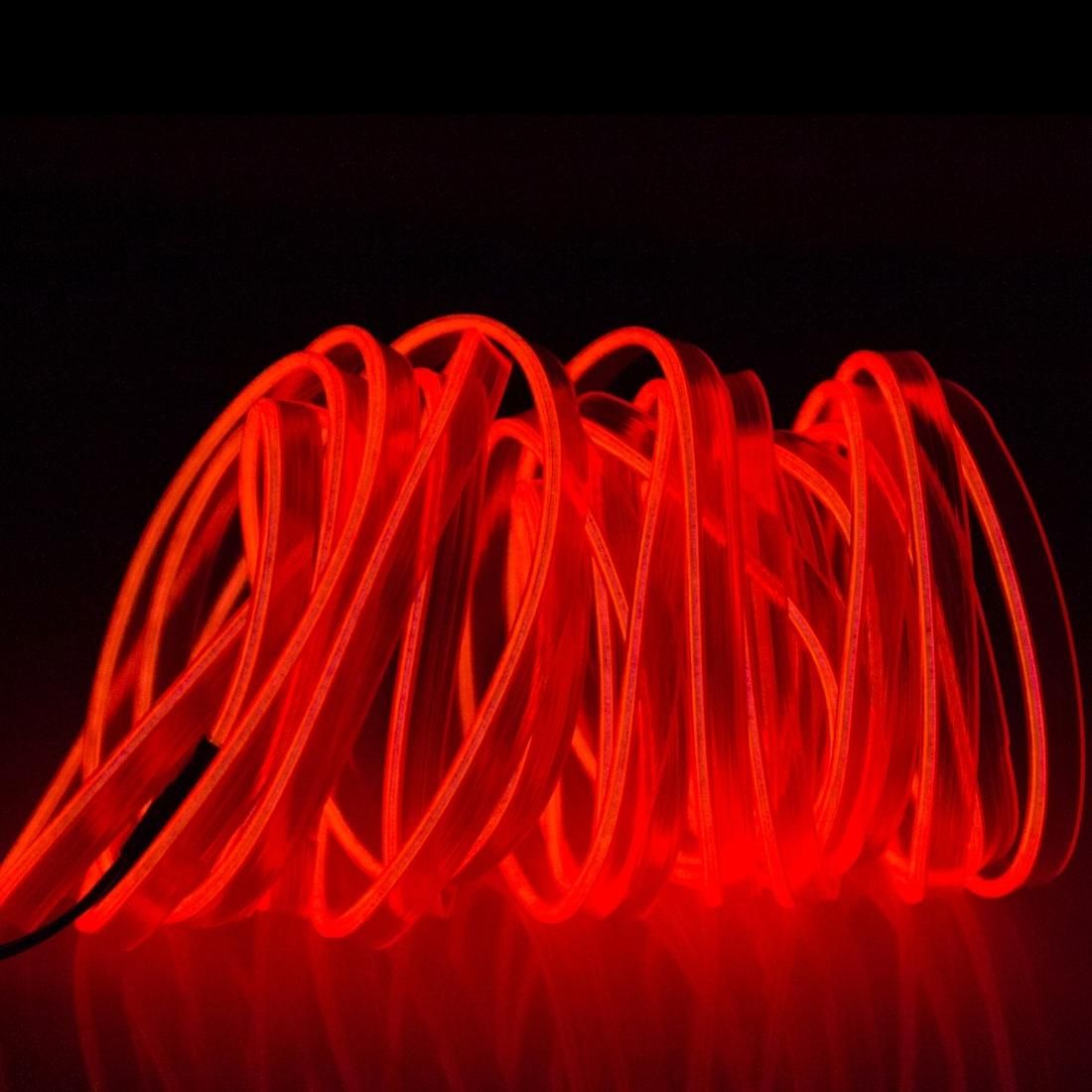 EL Cold Yellow Light Waterproof Flat Flexible Car Strip Light with Driver for Car Decoration, Length: 5m (Red)