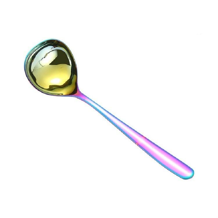 3 PCS Stainless Steel Sauce Spoon Creative Big Head Long Handle Spoon, Color:Colorful
