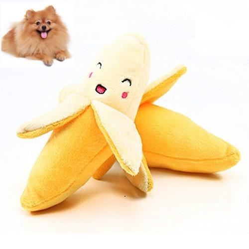 3 PCS Stuffed Toy Plush Sound Fruits Vegetables Pets Toy, Color: Banana