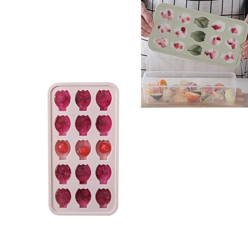 Cute DIY Creative Banana Homemade Ice Tray Ice Cube Mould with Lid (Pink)