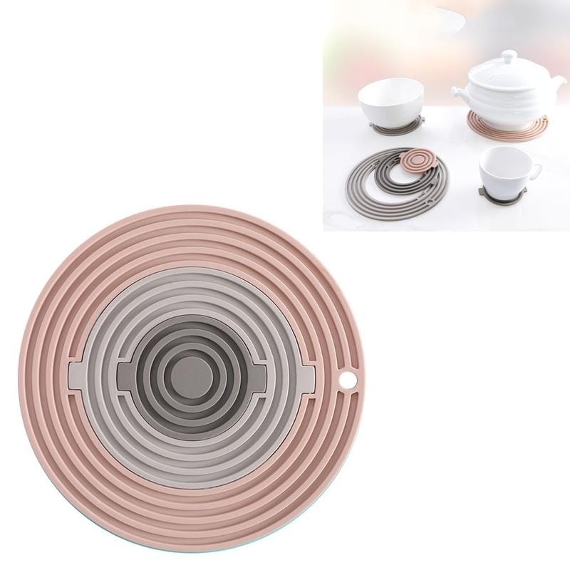 3 in 1 Round Silicone Heat Insulation Pad High Temperature Resistant Multifunctional Tableware Pad Combination Pot Pad Coaster (F2)