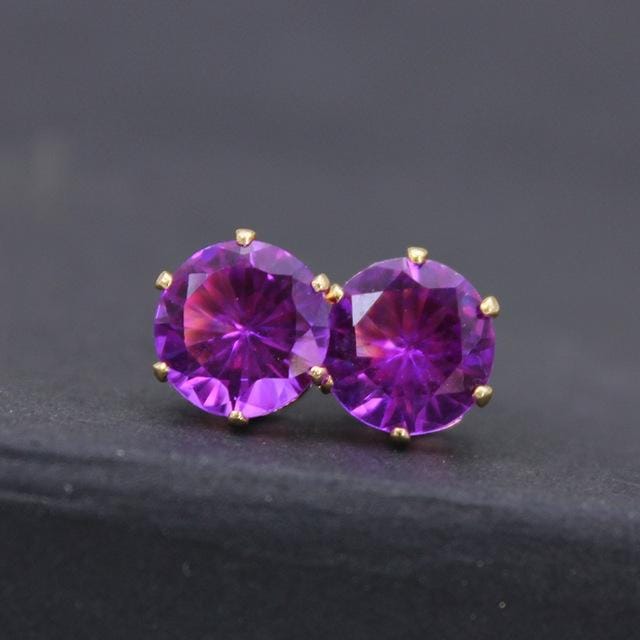 5 PCS Women Fashion Crystal Stud Imitation Zircon Earrings (Gold-Purple)