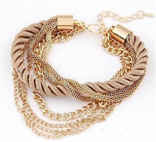 Fashion Multilayer Charm Bracelet Exaggerated Handwoven Rope Bracelet (Brown)