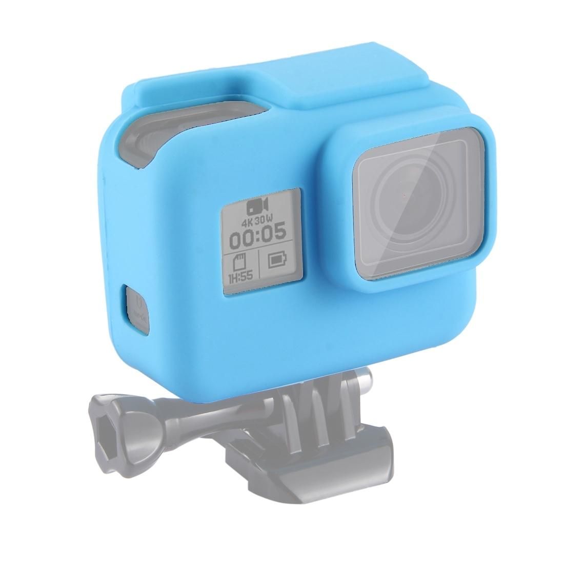 PULUZ Shock-proof Silicone Protective Case with Lens Cover for GoPro HERO /7 Black /6 /5 with Frame (Blue)