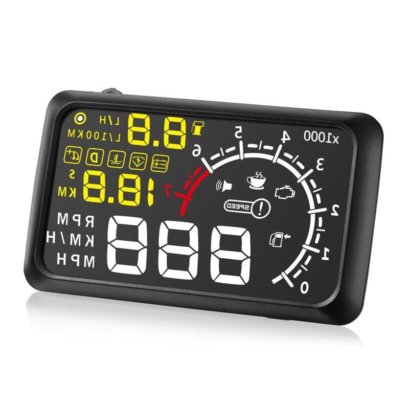 X3 Bluetooth 5.5 inch Car OBDII / EUOBD HUD Vehicle-mounted Head Up Display Security System, Support Speed & Fuel Consumption, Overspeed Alarm, Water Temperature, etc (Black)