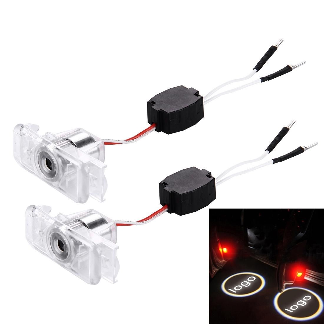 2 PCS Car Door LED Laser Welcome Decorative Light for Audi, LED Laser Audi Logo (Red)