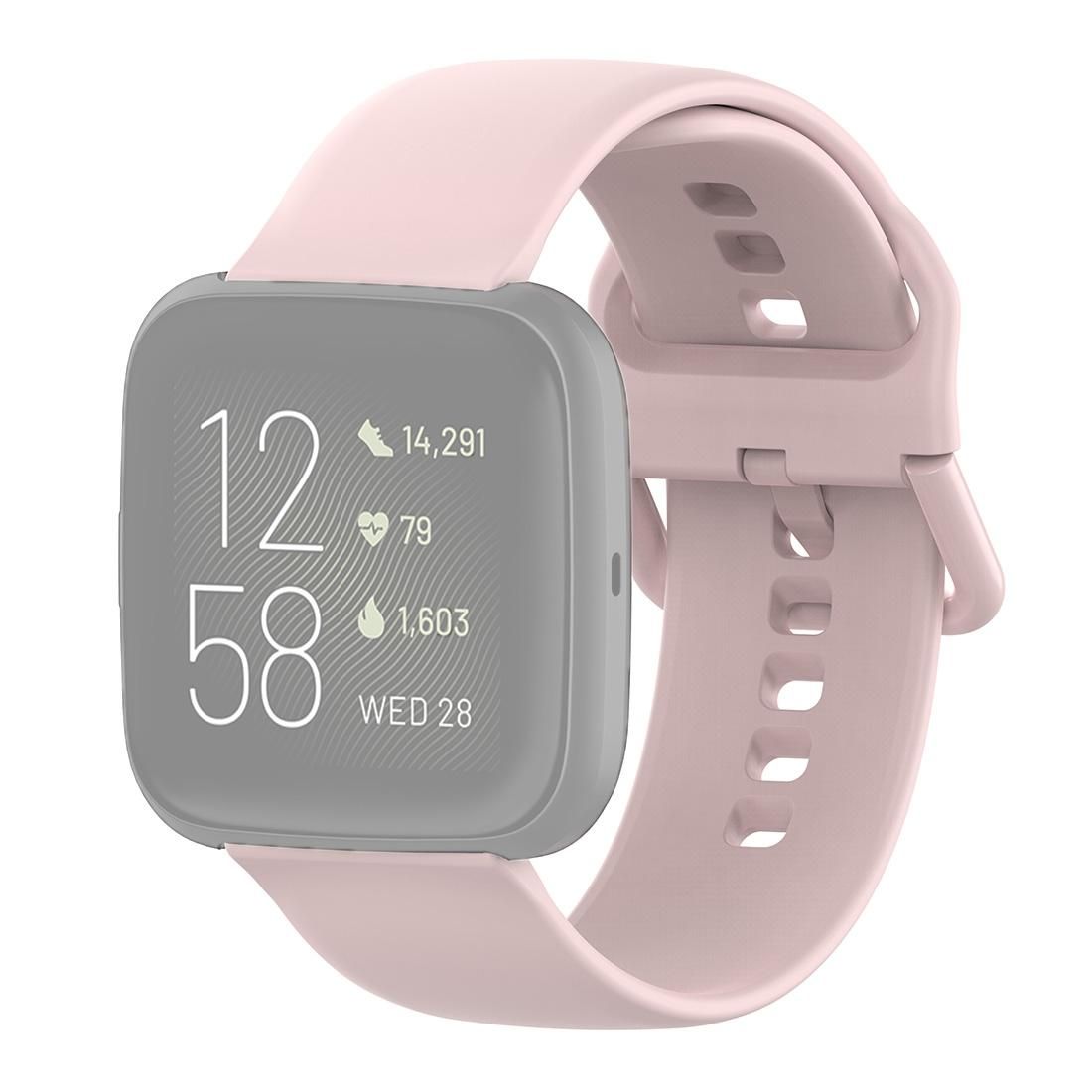 23mm Color Buckle Silicone Wrist Strap Watch Band for Fitbit Versa 2 / Versa / Versa Lite / Blaze, Size: L (Pink)