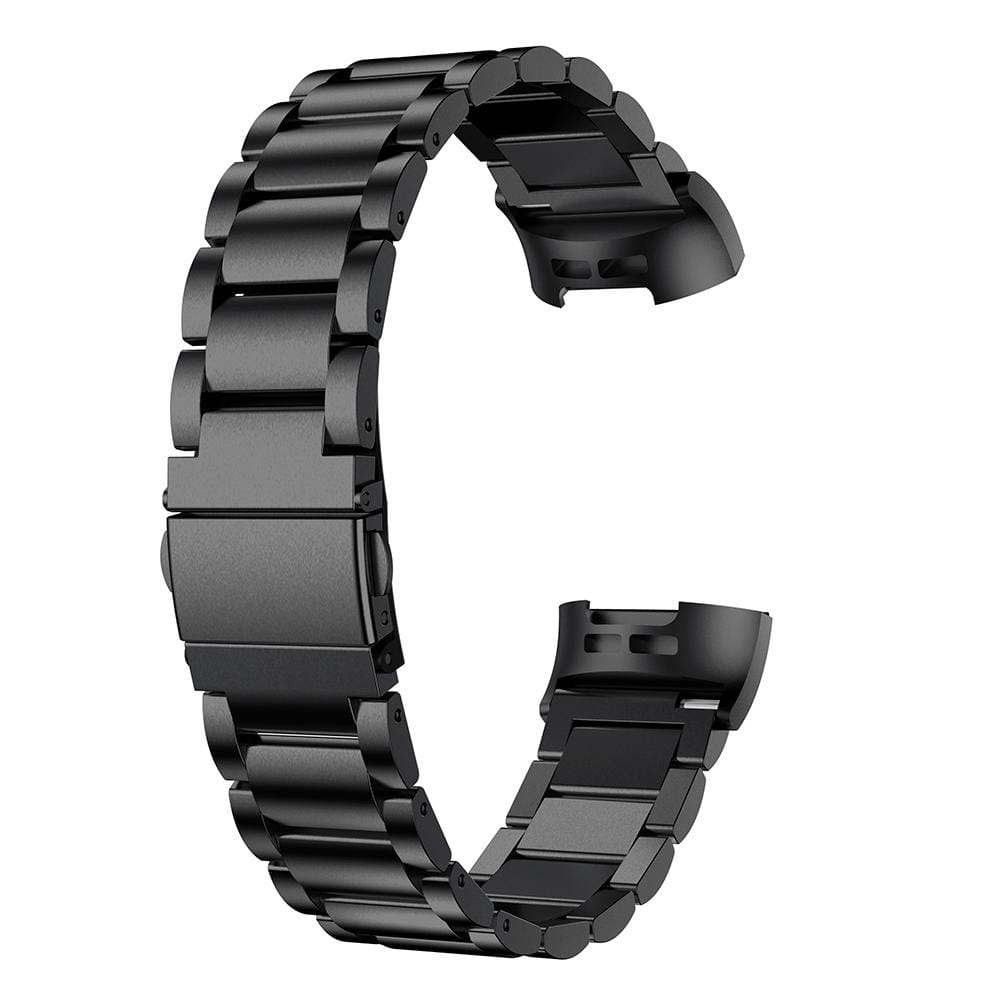 Three Beads Slingshot Buckle Solid Stainless Steel Wrist Strap Watch Band for Fitbit Charge 3 (Silver)