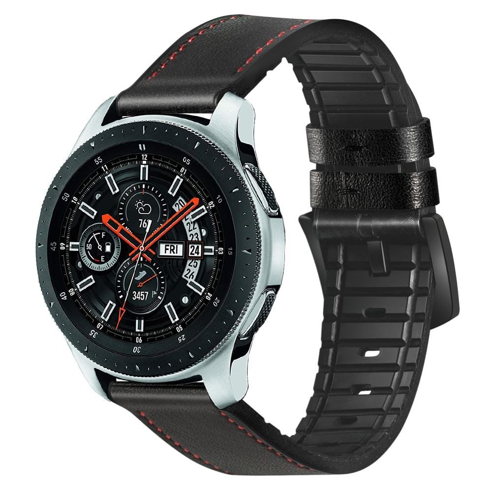For Samsung Galaxy Watch Active 2 22mm Leather And Silicone Sports Band (Black)