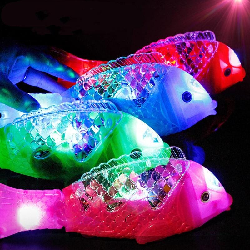 Electric Colorful Flash Music Free Swing Glow Projection Fish Children Toys, Random Color Delivery