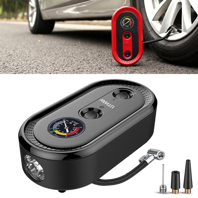 DC12V 120W Portable Mechanical Dial Display Air Pump Tire Inflator Car Tire Pump Inflatable Pump (Black)