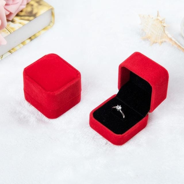 3 PCS Wedding Jewelry Accessories Squre Velvet Jewelry Box Jewelry Display Case Gift Boxes Ring Earrings Box (Red)