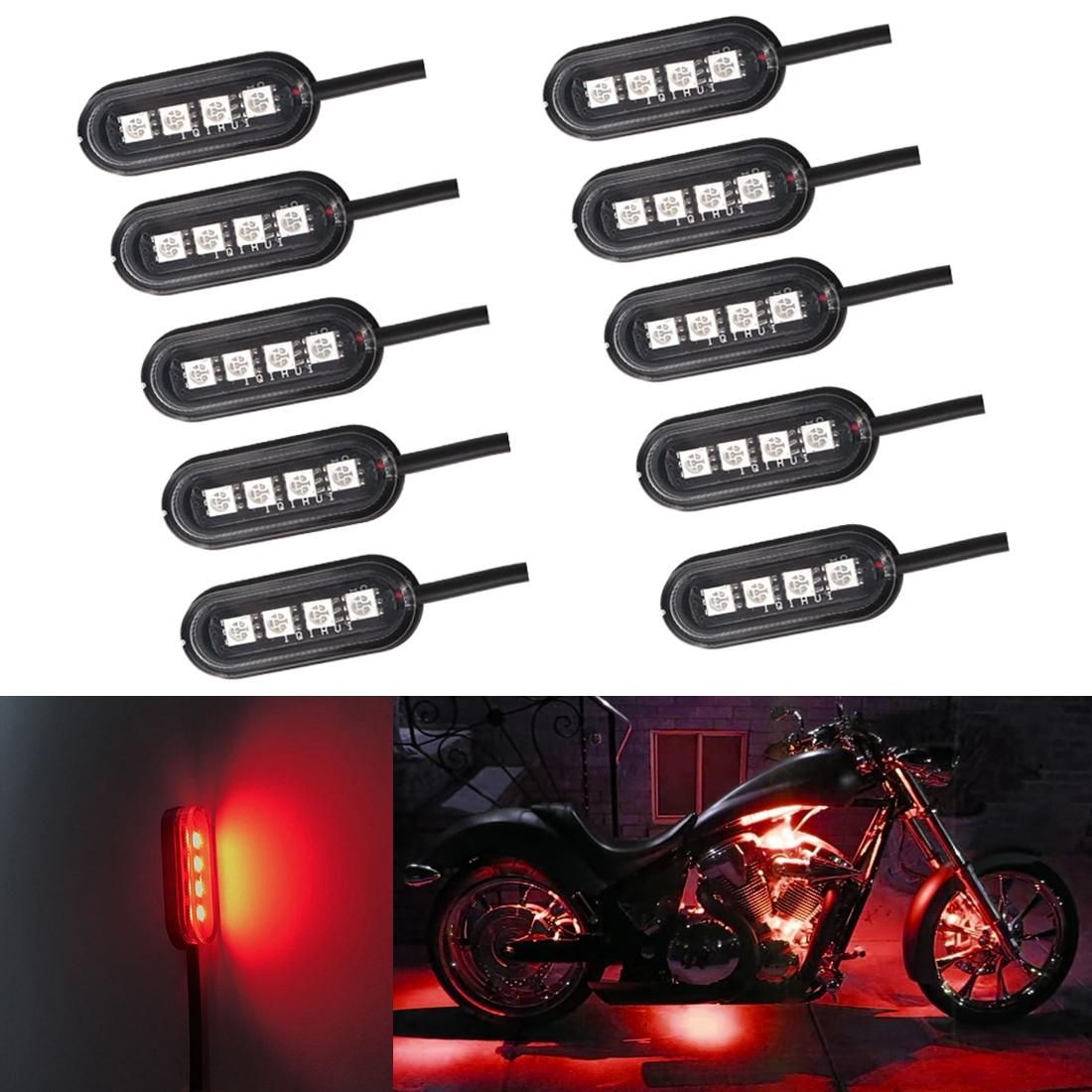 10 PCS Universal Car / Motorcycles LED Atmosphere Lights Inner Decorative Lamp DC12V (Red Light)