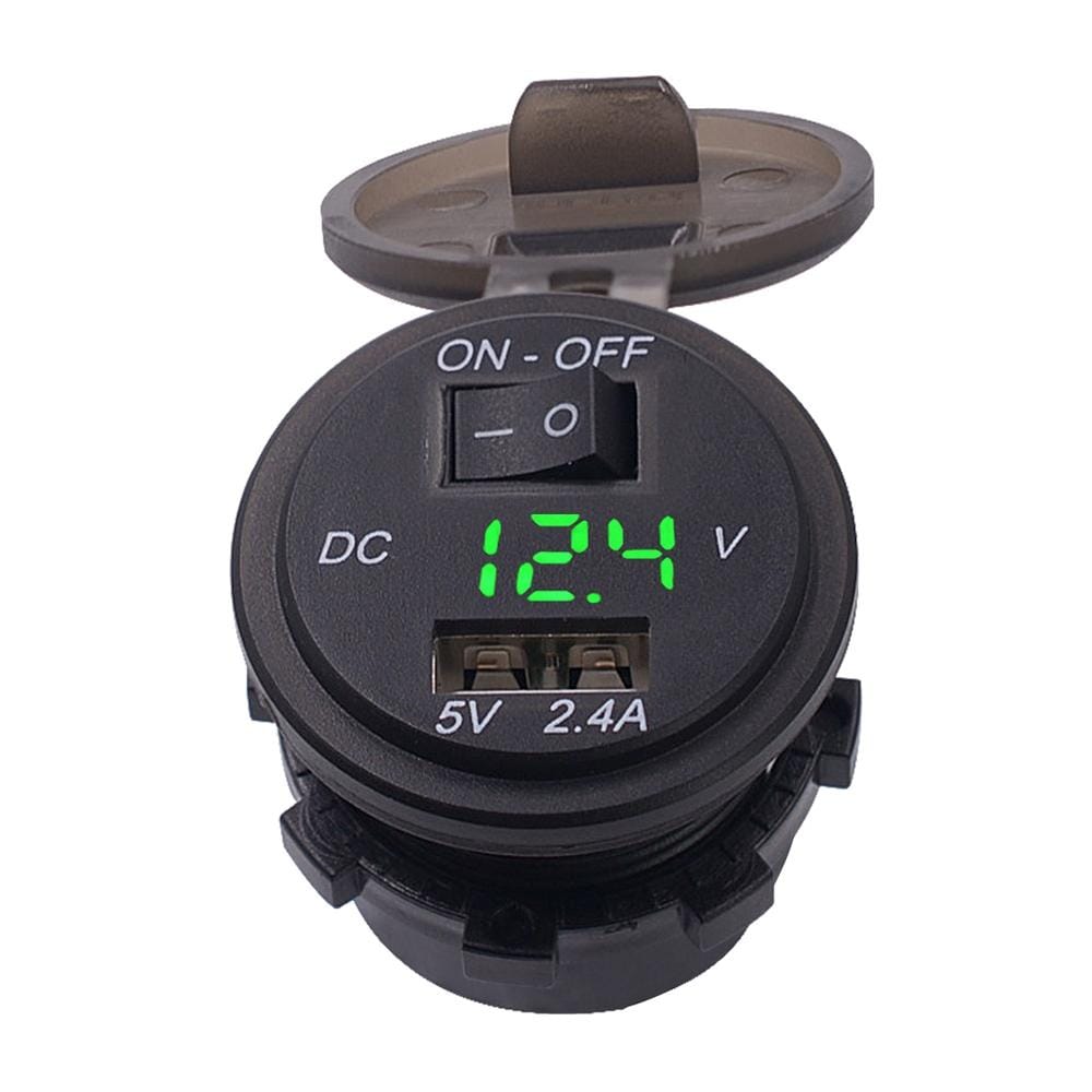CS-587 12V 2.4A Motorcycle Waterproof Digital Display Voltage Mobile Phone USB Charger Holder (Red)