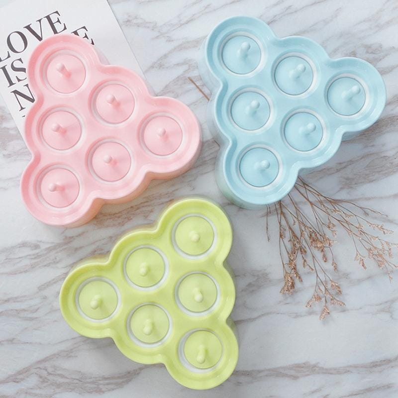 Mini DIY Creative Popsicle Mould Environmentally Friendly Silicone Ice Cube Ice Cream Mould, Style:Triangle (Blue)