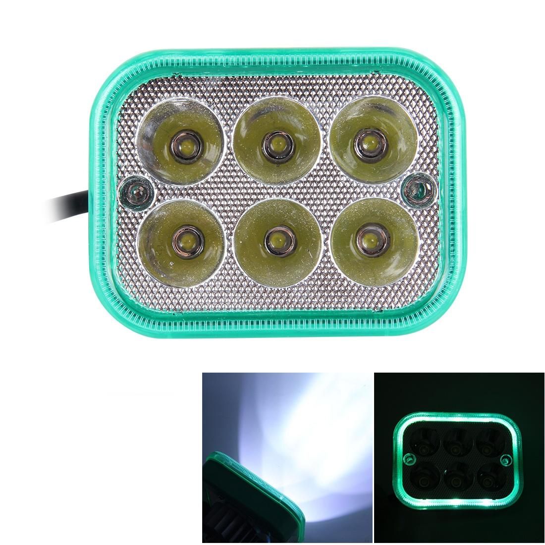 12W 6 LED Rectangle Motorcycle Headlight Lamp with Angle Eye, DC 8-36V