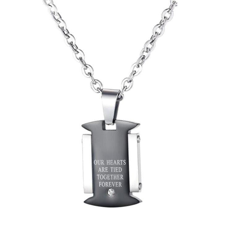 OPK 1689 Square Brand Titanium Steel Couple Necklace Men and Women Pendant Clavicle Chain, Style:Men Pendant + Chain