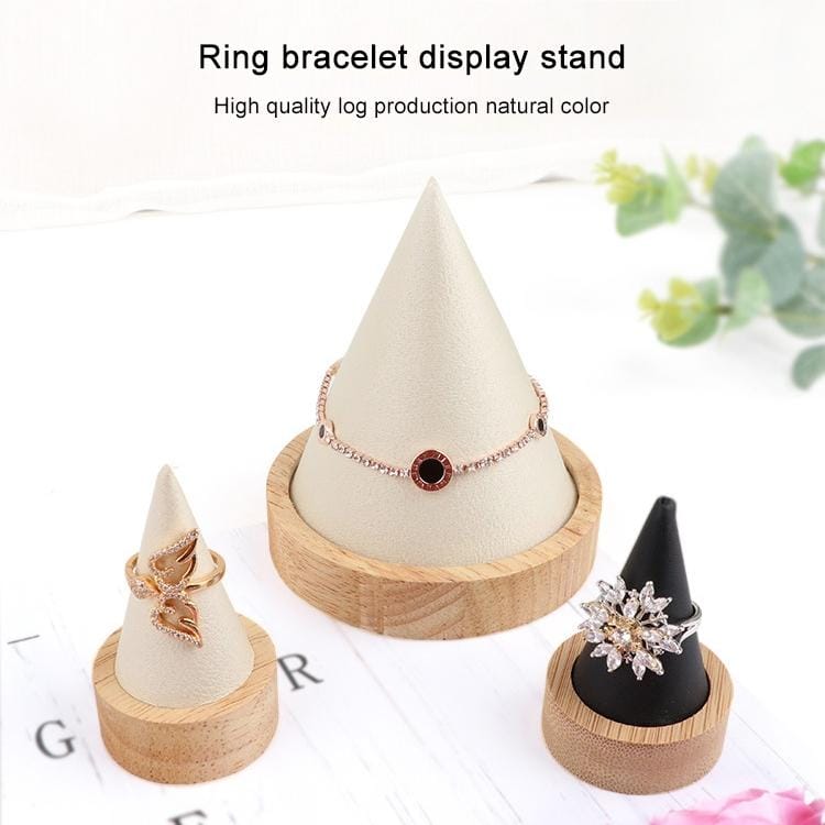 Circular Cone Log Rings Bracelets Jewelry Rack Storage Display Stand, Size: L (Beige)