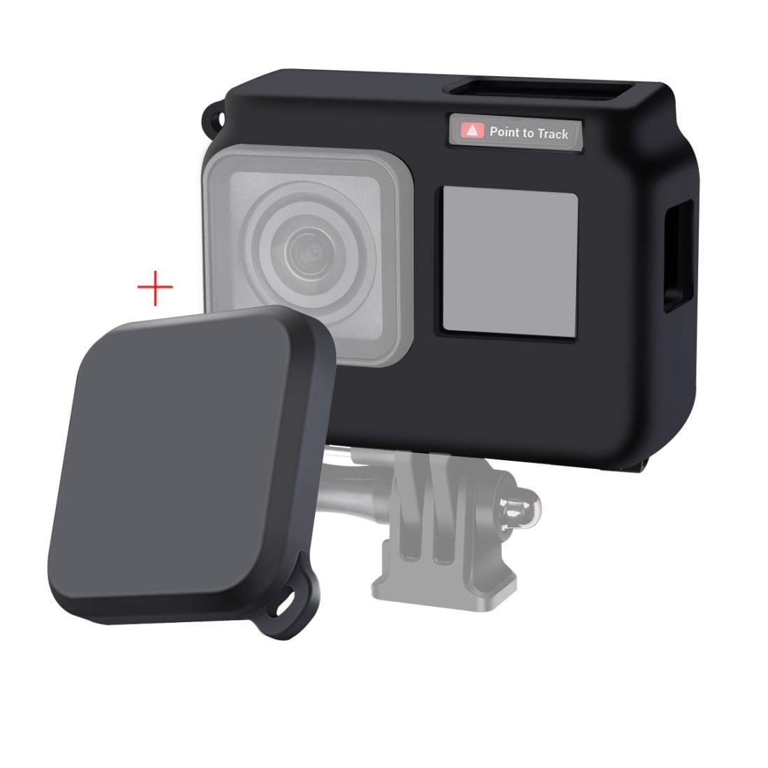 For Insta360 One R 4K with Frame Shockproof Silicone Protective Case with Lens Cap Cover (Black)